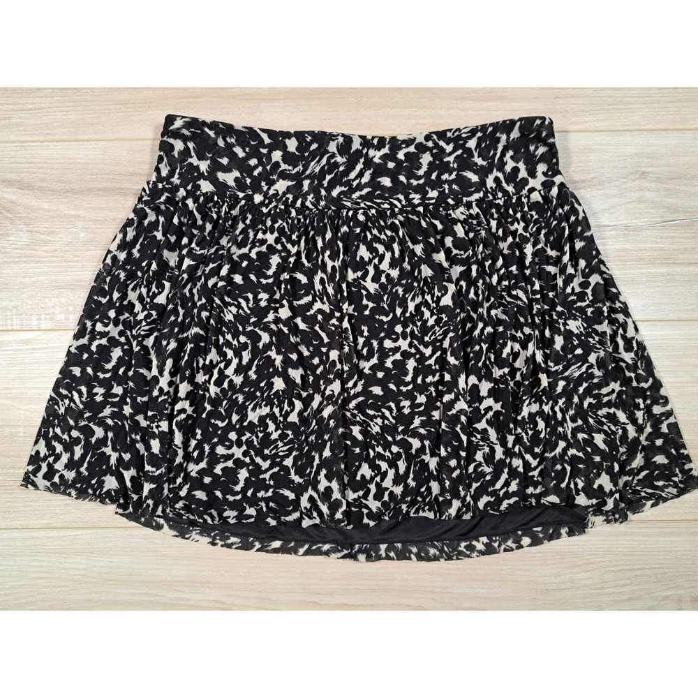 Express Womens Black White Abstract Animal Print Mesh Mini Skirt Size‎ M
